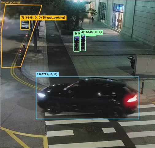 불법주차와 보행자를 감지하는 safe-i 교통안전 관제 화면
